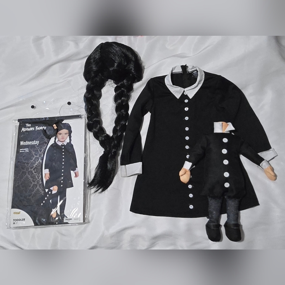Charming 3T Wednesday Kids Costume W/ Matching Doll